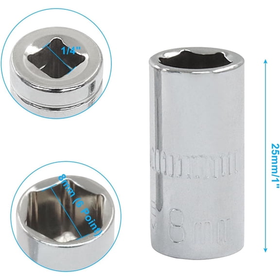 GHRTGR-4Pcs Shallow & Deep Socket 8mm Socket 1/4 Inch Drive Metric 6 Point