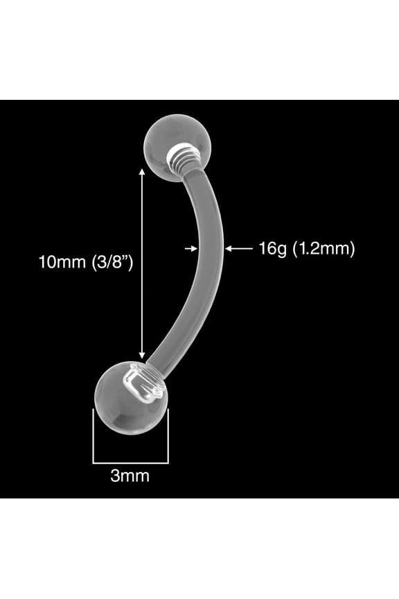 GHRTGR-4pc 16g Lip Piercing Retainer Nose Daith Cartilage Tongue Labret Clear Retainers Tragus Eyebrow Nostril Septum Ear Plastic Conch 16 Gauge Rook Cheek Medusa Flat Monroe Helix Acrylic Curved