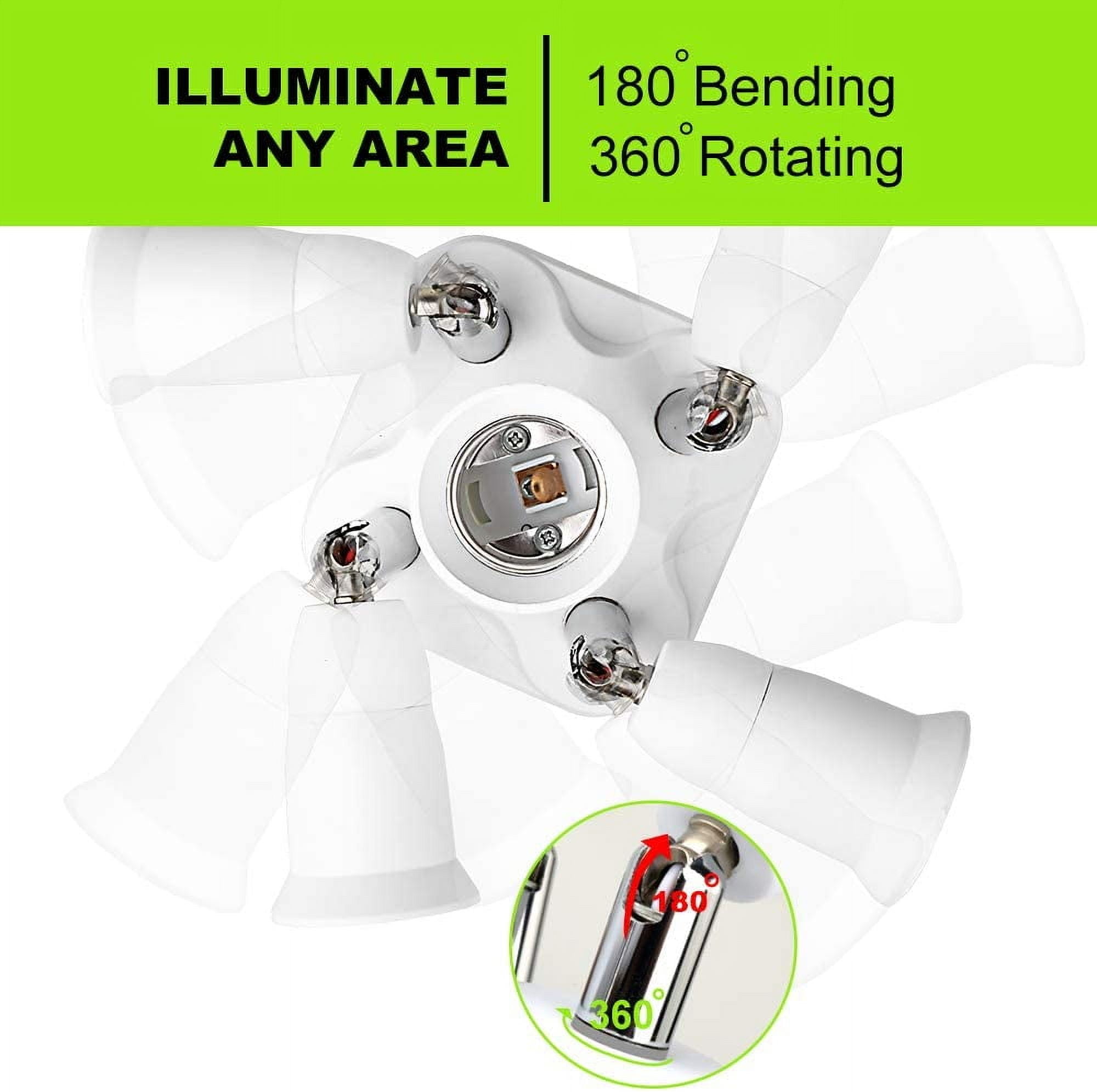 Socket Spliter Light Socket Outlet Adapter 4-in-1 E26 Light Bulb Socket Splitter - 360 ...