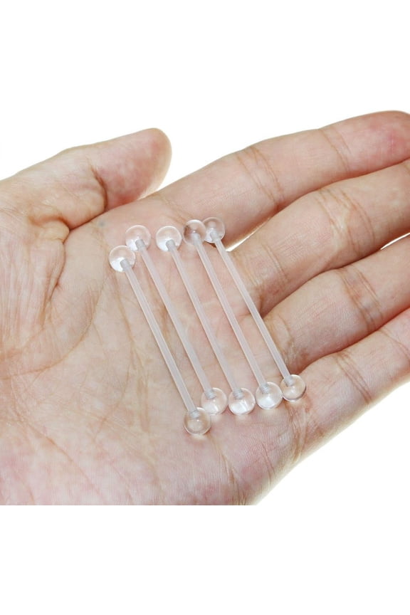 GHRTGR-5pcs 14G 1 1/2 Inch Clear Flexible Plastic Retainer Industrial Barbell Sport Pregnancy Navel Belly Button Ring