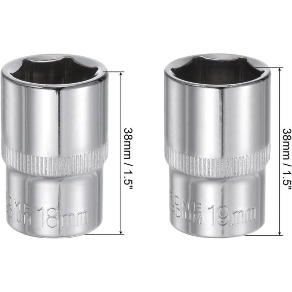 GHRTGR-6-Point Shallow Socket, 1/2" Drive 18mm 19mm Shallow Socket Cr-V Metric Socket for DIY Hand-Making Repair Automotive