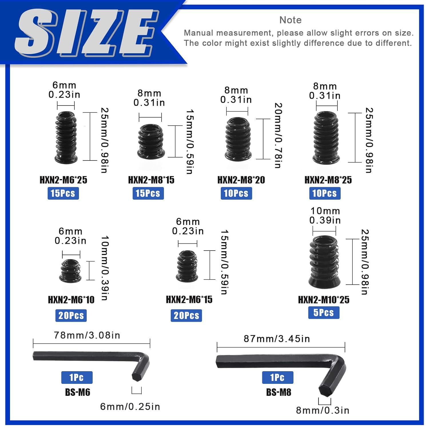 GHRTGR-97Pcs M6 M8 M10 Threaded Inserts Nuts Zinc Plated Carbon Steel ...