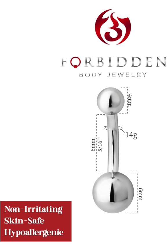 GHRTGR-Belly Button Rings Extra Short Barbell Belly Ring Petite Double Ball Surgical Steel 14G 5/16 Inch