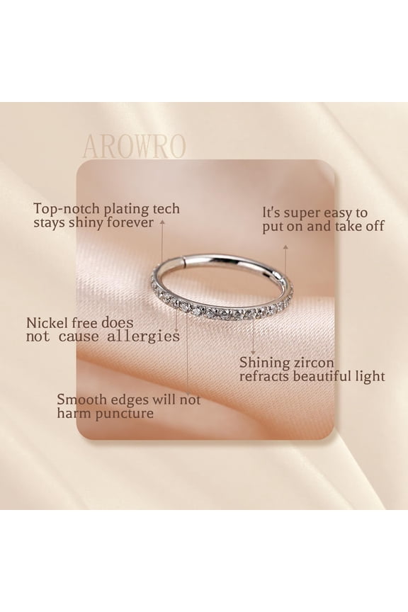 GHRTGR-CZ Hinged Hoop Ring 20G 18G 16G 5/6/7/8/9/10/12mm Opal Surgical Steel Conch Daith Rook Cartilage Tragus Helix Earrings Septum Clicker Ring Nose Piercing Jewelry