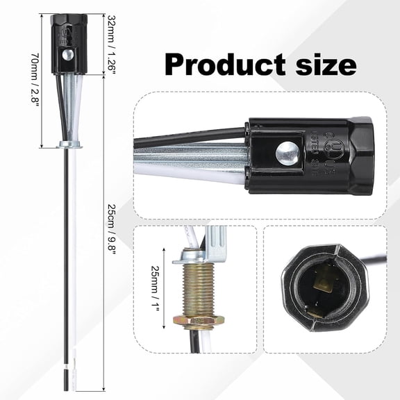 GHRTGR-Candelabra Base Lamp Holder Light Socket, 6pcs UL Listed Keyless E12 Bulb Socket with 9.8" Wire Leads for E12 Incandescent LED Light Bulbs, 2.8" Tall