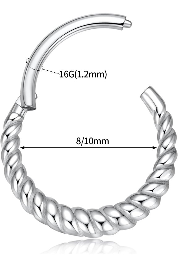 GHRTGR-Conch Jewelry 16 Gauge Earrings Nose Hoops Surgical Steel Septum Ring Nose Rings Hoops for Men Women Daith Earring Cartilage Tragus Rook Ear Lobe Piercing Jewerly