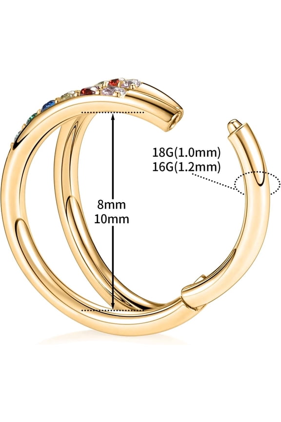 GHRTGR-Conch Piercing Double Open Stack with CZ 16 Gauge Hoop Earrings 18g Septum Jewelry 20g Septum Ring Daith Earrings 316L Surgical Steel Lip Rings Helix Rook Cartilage Earrings Hoop