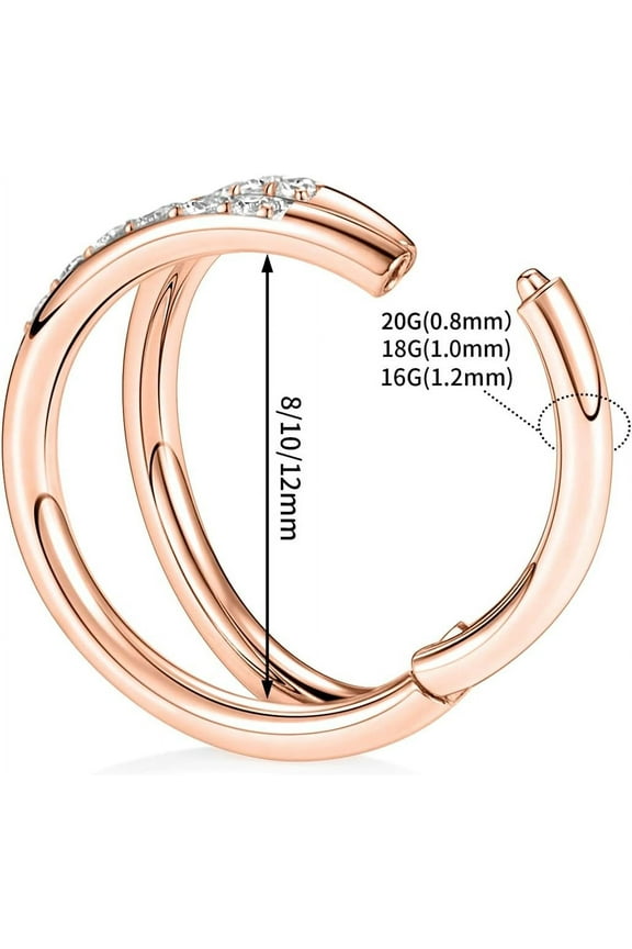 GHRTGR-Conch Piercing Double Open Stack with CZ 16 Gauge Hoop Earrings 18g Septum Jewelry 20g Septum Ring Daith Earrings 316L Surgical Steel Lip Rings Helix Rook Cartilage Earrings Hoop