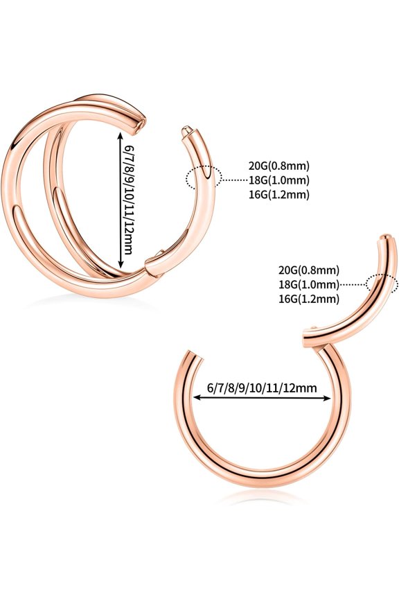 GHRTGR-Conch Piercing Jewelry Septum Jewelry Nose Ring Hoop 20G 18G 16G 14G 12G 10G 316L Surgical Steel Hinged Segment Ring Hoop Helix Daith Rook Tragus Cartilage Piercing Jewelry