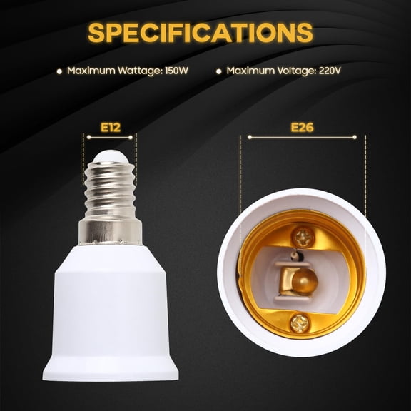 GHRTGR-E12 to E26/E27 Adapter, Candelabra E12 Chandelier Light Socket Converter to Standard Medium Screw Base, Compatible with LED Bulbs for Ceiling Fans, Pendant Lights, and Chandeliers (6 Pack)