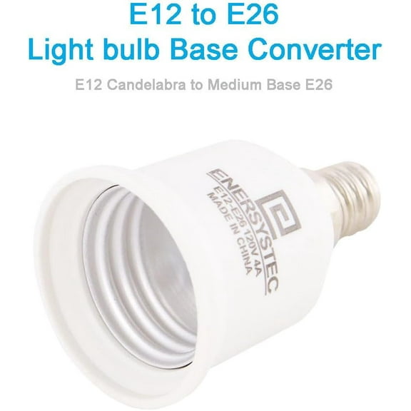 GHRTGR-E12 to E26 Light Bulb Base Adapter, E12 Light Socket to Regular E26 Medium Screw Base, Candelabra E12 to Standard E26 Adapter, Chandelier Socket E12 Converter 2PACK