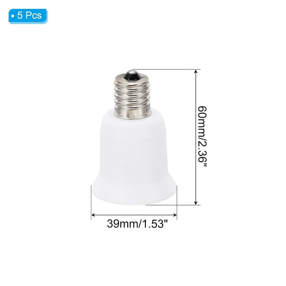 GHRTGR-E12 to E26/E27 Light Socket Adapter, 5pcs Lamp Holder Convert Screw Base Converter for Halogen CFL Light Bulb, White
