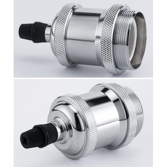 GHRTGR-E26 Edison Vintage Lamp Socket, Retro Pendant Lamp Holder, Light Sockets Replacement, Antique Look for Industrial, Decorative, DIY Lighting, 600 Heat Resistant, 6 Packs (Chrome Color)