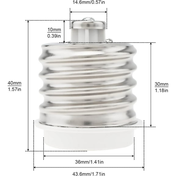 GHRTGR-E39 to E26 Socket Adapter, Mogul Base E39 to Standard Medium E26 Screw Base Light Bulb Reducer Converter for Antique Floor Lamp (Pack of 10)
