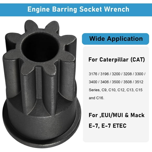 GHRTGR-Engine Barring/Turning Socket Wrench For CAT Caterpillar, EUI/MUI & Mack Engines, Fits 3176/3196/3200/3208/3300/3400/3406/3500/3508/3512 Series, C9, C10, C12, C13, C15 and C16 & E-7, E-7 ETEC