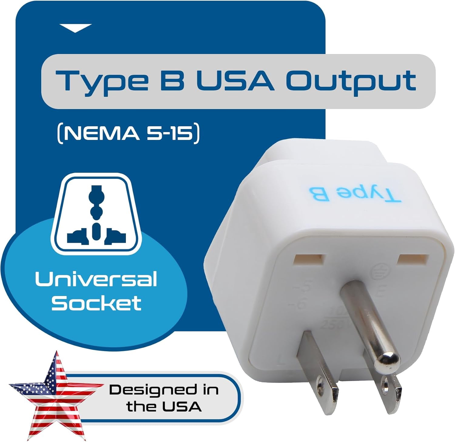 GHRTGR-Europe to US plug adapter, Type B USA Plug adapter compatible ...