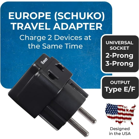 GHRTGR-European Adapter Plug, Travel Adaptor for Europe Schuko Countries 2 in 1, for Germany France Iceland Netherlands Russa Greece Spain - Safe Grounded Connection - Universal Socket - 4 Pack
