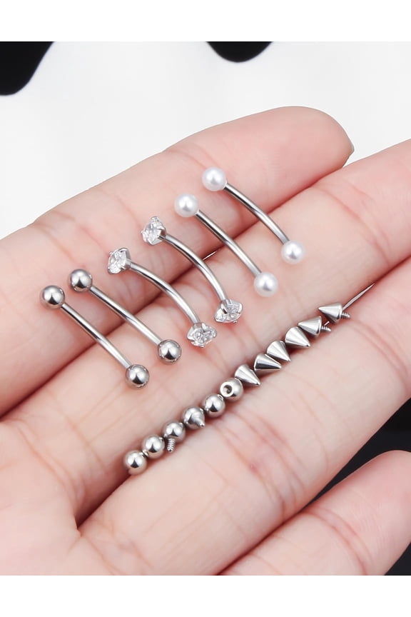 GHRTGR-Eyebrow Piercing Jewelry Surgical Steel Curved Barbell Tiny Eyebrow Ring Vertical Labret Lip Jewelry Ear Rook Navel Small Belly Button Ring for Women Men 20g 16g 6mm/8mm/10mm/12mm