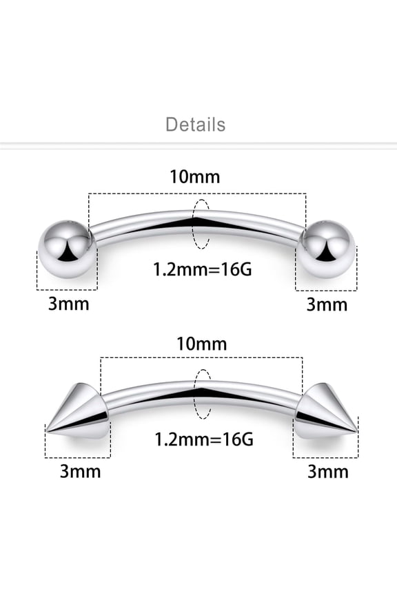 GHRTGR-Eyebrow Piercing Jewelry Titanium Curved Barbell 16g Tiny Eyebrow Ring Vertical Labret Lip Jewelry Ear Rook Navel Small Belly Button Ring for Women Men