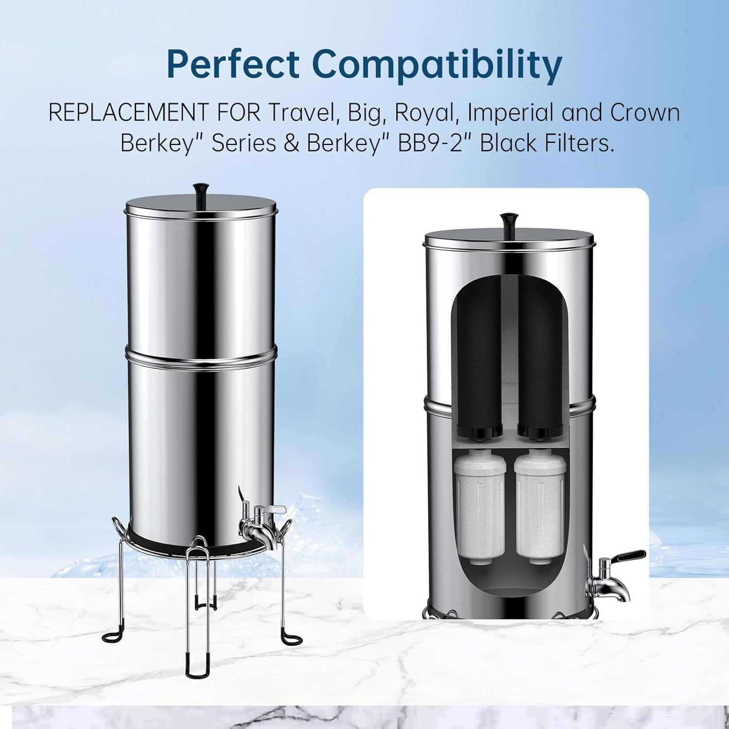GHRTGR-Fluoride Water Filter, Replacement for Berkey PF-2 Fluoride Filters, Compatible with Berkey Gravity Fed Water Filter System, Pack of 2