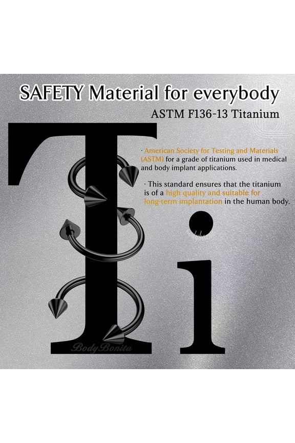 GHRTGR-G23 Titanium Horseshoe Septum Rings - 2/3pcs Nose Rings Circular Barbell Spikes Septum Jewelry Nose Piercing Jewelry Conch Helix Rook Lip Cartilage Earring for Women Men Gold/Silver/Black