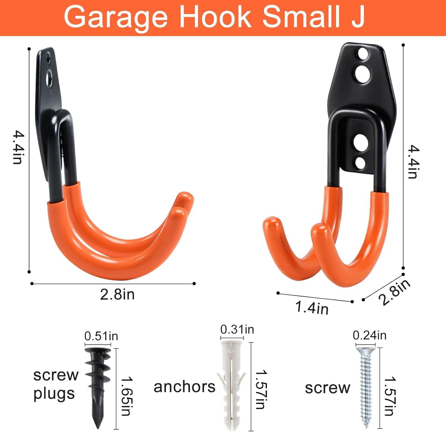 AOBEN Garage Hooks Heavy Duty, Steel Garage Storage Hooks, Utility Tool Hangers And Combinable Wall Mount Garage Hooks For Organizing Ladder Hold Chairs Heavy Tools Medium U 4 Pack