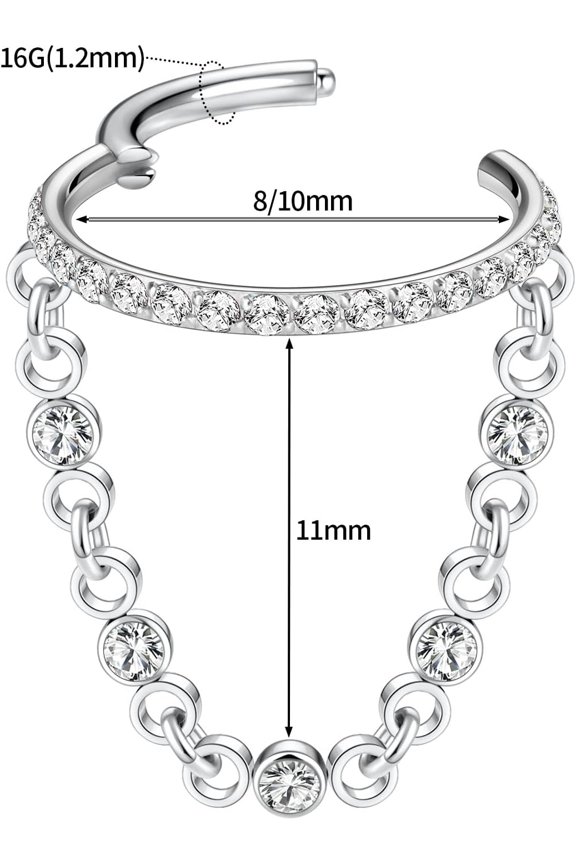 GHRTGR-Helix Rook Earrings Double Open Stack Sleeper Earring 316L Surgical Steel 16G 7mm 8mm 10mm CZ Daith Cartilage Tragus Piercing Jewelry Septum Clicker