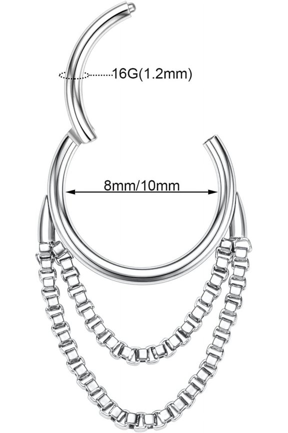 GHRTGR-Helix Rook Earrings Double Open Stack Sleeper Earring 316L Surgical Steel 16G 7mm 8mm 10mm CZ Daith Cartilage Tragus Piercing Jewelry Septum Clicker