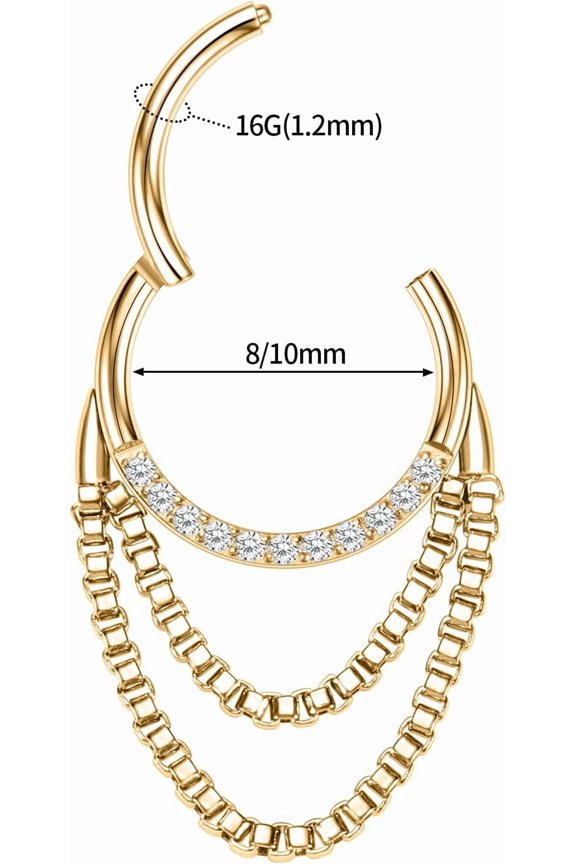 GHRTGR-Helix Rook Earrings Double Open Stack Sleeper Earring 316L Surgical Steel 16G 7mm 8mm 10mm CZ Daith Cartilage Tragus Piercing Jewelry Septum Clicker