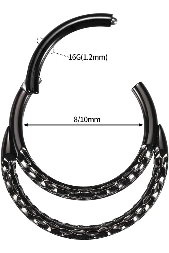 GHRTGR-Helix Rook Earrings Double Open Stack Sleeper Earring 316L Surgical Steel 16G 7mm 8mm 10mm CZ Daith Cartilage Tragus Piercing Jewelry Septum Clicker