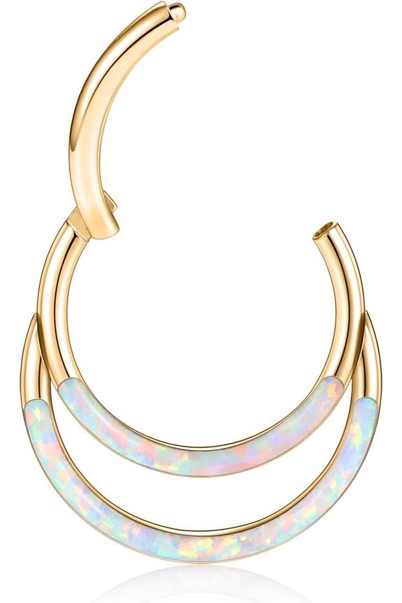 GHRTGR-Helix Rook Earrings Double Open Stack Sleeper Earring 316L Surgical Steel 16G 7mm 8mm 10mm CZ Daith Cartilage Tragus Piercing Jewelry Septum Clicker