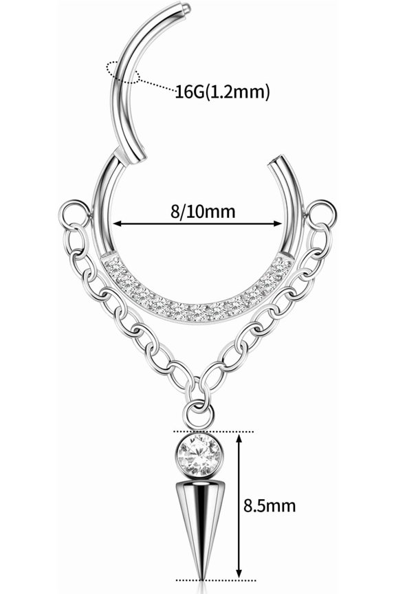 GHRTGR-Helix Rook Earrings Double Open Stack Sleeper Earring 316L Surgical Steel 16G 7mm 8mm 10mm CZ Daith Cartilage Tragus Piercing Jewelry Septum Clicker