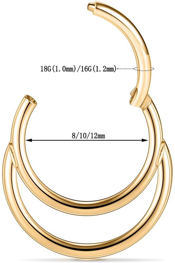 GHRTGR-Helix Rook Earrings Double Open Stack Sleeper Earring 316L Surgical Steel 16G 7mm 8mm 10mm CZ Daith Cartilage Tragus Piercing Jewelry Septum Clicker