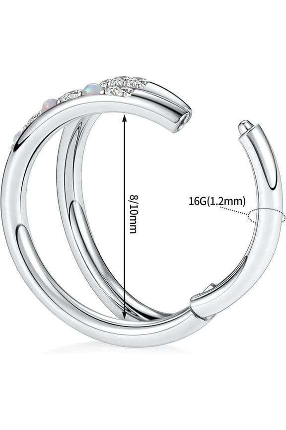 GHRTGR-Helix Rook Lobe Earrings 16G 8mm 10mm 316L Surgical Steel 3Pcs Double Triple Open Stack Sleeper Earring Daith Cartilage Tragus Piercing Jewelry Septum Clicker