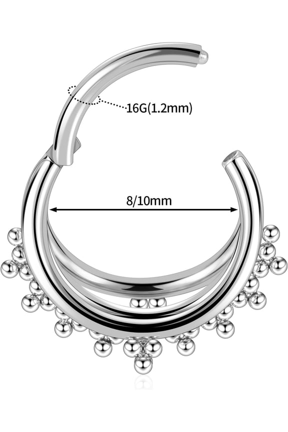 GHRTGR-Helix Rook Lobe Earrings 16G 8mm 10mm 316L Surgical Steel 3Pcs Double Triple Open Stack Sleeper Earring Daith Cartilage Tragus Piercing Jewelry Septum Clicker