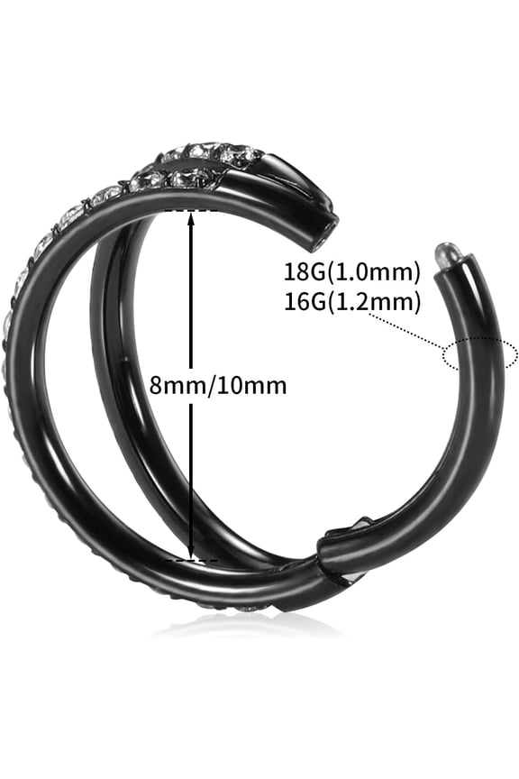 GHRTGR-Helix Rook Lobe Earrings 16G 8mm 10mm 316L Surgical Steel 3Pcs Double Triple Open Stack Sleeper Earring Daith Cartilage Tragus Piercing Jewelry Septum Clicker