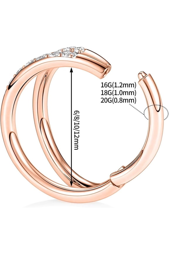 GHRTGR-Helix Rook Lobe Earrings 16G 8mm 10mm 316L Surgical Steel 3Pcs Double Triple Open Stack Sleeper Earring Daith Cartilage Tragus Piercing Jewelry Septum Clicker