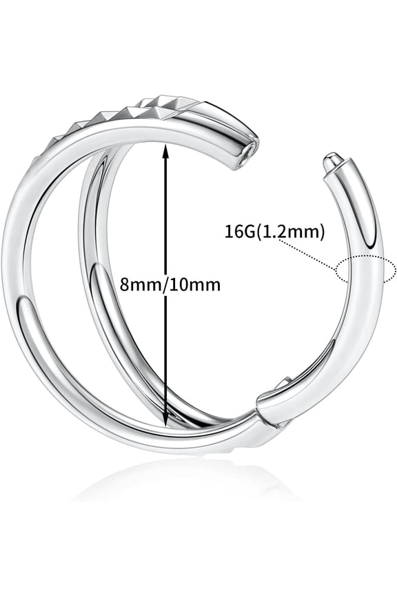 GHRTGR-Helix Rook Lobe Earrings 16G 8mm 10mm 316L Surgical Steel 3Pcs Double Triple Open Stack Sleeper Earring Daith Cartilage Tragus Piercing Jewelry Septum Clicker