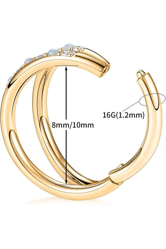 GHRTGR-Helix Rook Lobe Earrings 16G 8mm 10mm 316L Surgical Steel 3Pcs Double Triple Open Stack Sleeper Earring Daith Cartilage Tragus Piercing Jewelry Septum Clicker