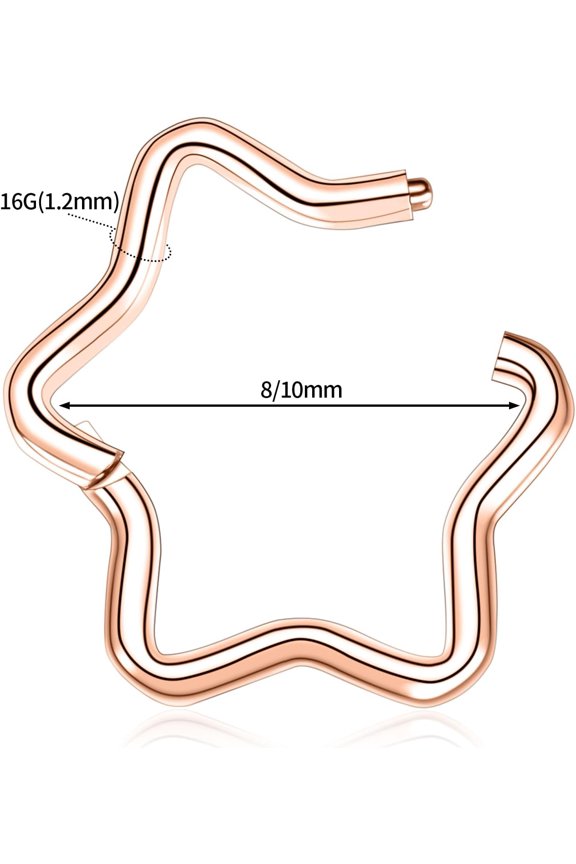 GHRTGR-Hinged Segment Ring Hoop Septum Clicker CZ 20G 18G 16G 14G 8G 6G 5mm/6mm/7mm/8mm/9mm/10mm/12mm/14mm Surgical Steel Helix Daith Rook Conch Tragus Cartilage Earrings