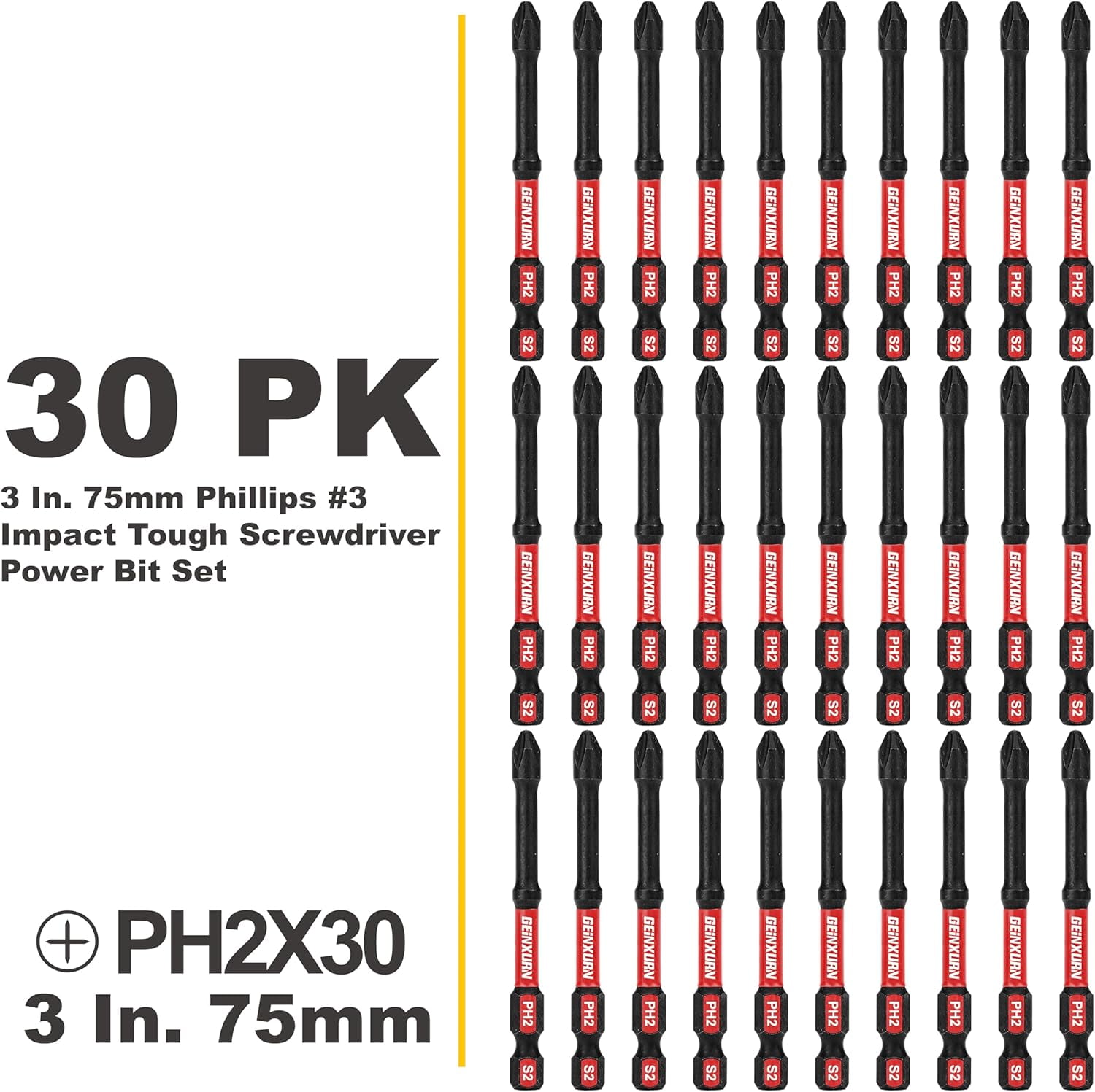 Impact Tough PH2 Schraubendreher-Bits – 10 Stück, 15,2 Cm Lang, D2 Stahl, Magnetisch, 1/4" Sechskant, Für Schlagschrauber