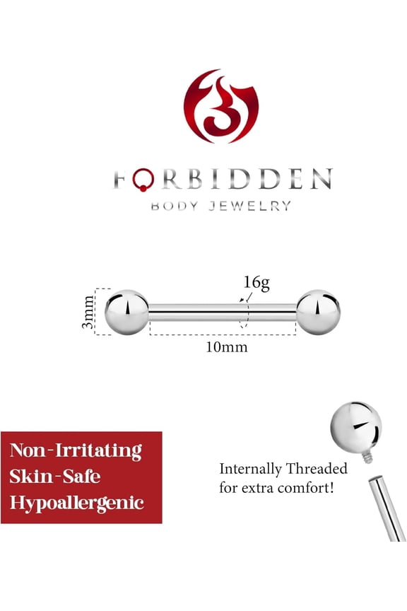 GHRTGR-Internally Threaded Surgical Steel 8g - 18g Straight Barbell Body Piercing Jewelry (Sold Individually)