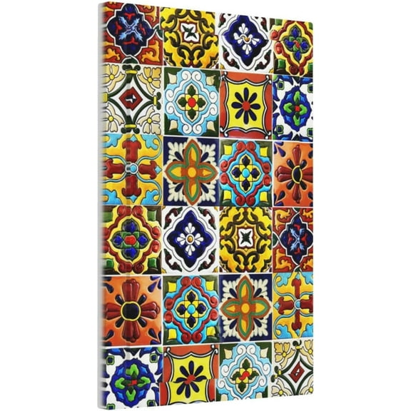 GHRTGR-Kitchen Mosaic Moroccan Mexican Mexico Boho Talavera Floral Ceramic Tile Stone Bricks 1-Gang No Device Blank Wallplate Jumbo Size Unused Outlet and Light Switch Cover Decorative Plug Face Plat