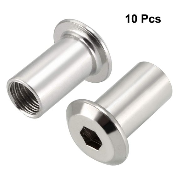 GHRTGR-M10x21mm Hex Socket Head Insert Nut Screw Post Sleeve Nut for Furniture 10pcs