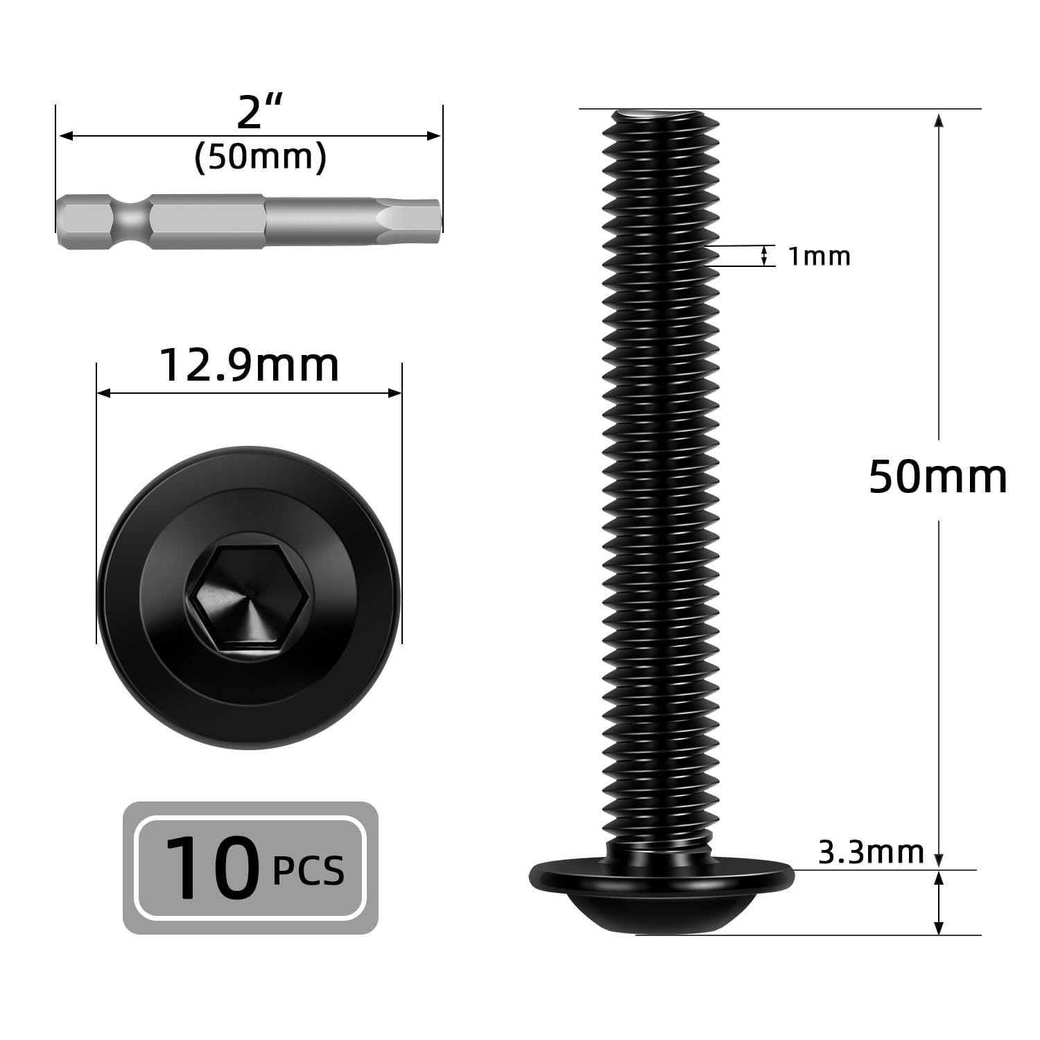 10PCS M5-0.8 X 85mm Button Head Socket Cap Screws, Stainless Steel 304, Allen Hex Drive