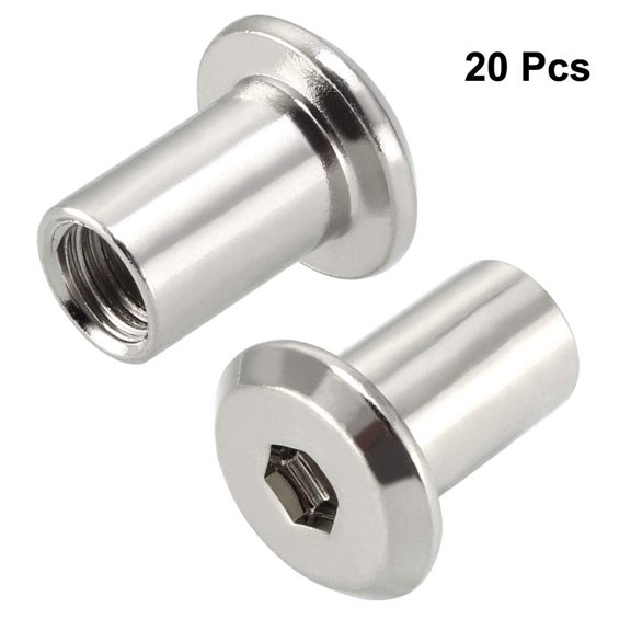 GHRTGR-M6x12mm Hex Socket Head Insert Nut Screw Post Sleeve Nut for Furniture 20pcs