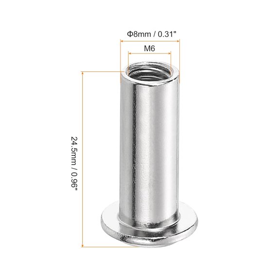 GHRTGR-M6x22mm Hex Socket Head Insert Nut Screw Post Sleeve Nut for Furniture 10pcs