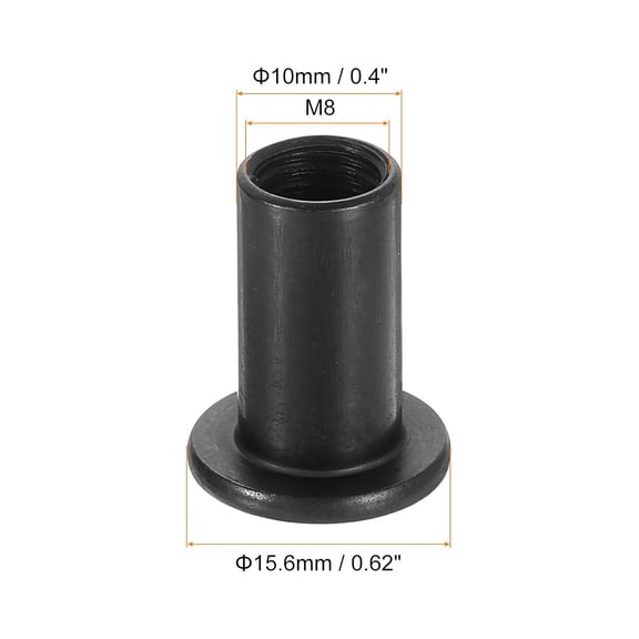 GHRTGR-M8 T-Nuts, 30pcs Carbon Steel Hex Socket Head Insert Nut Screw Post Sleeve Nut for Furniture 18mm Height, Black