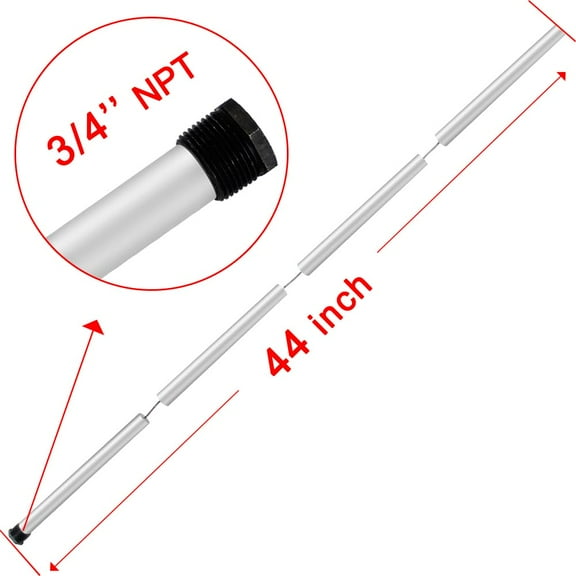 GHRTGR-Magnesium Flexible Water Heater Anode Rod- Magnesium Anode Rod for Rheem, Reliance, Richmond, Kenmore, GE, 44 Inch Long, 0.8 Inch Diameter, 3/4 Npt Thread, 1-1/16 Inch Hex Socket Tool and Tefl