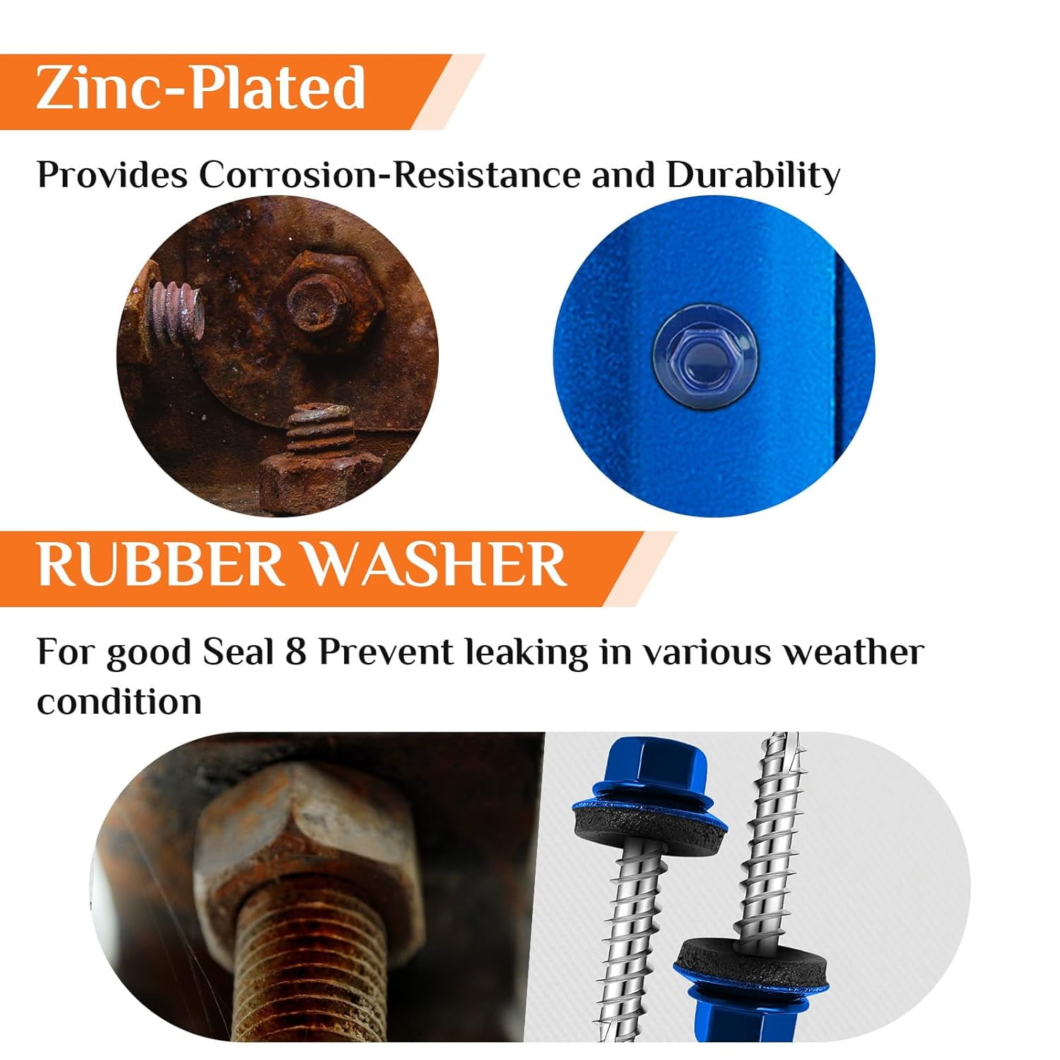 Teks #9 X 1 Inch HEX Washer Head Roofing Screws - 360 Count Metal To Wood Fasteners